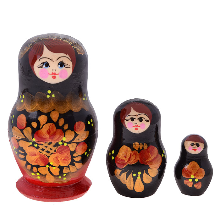 Матрешка 3 в 1 окрашенная 