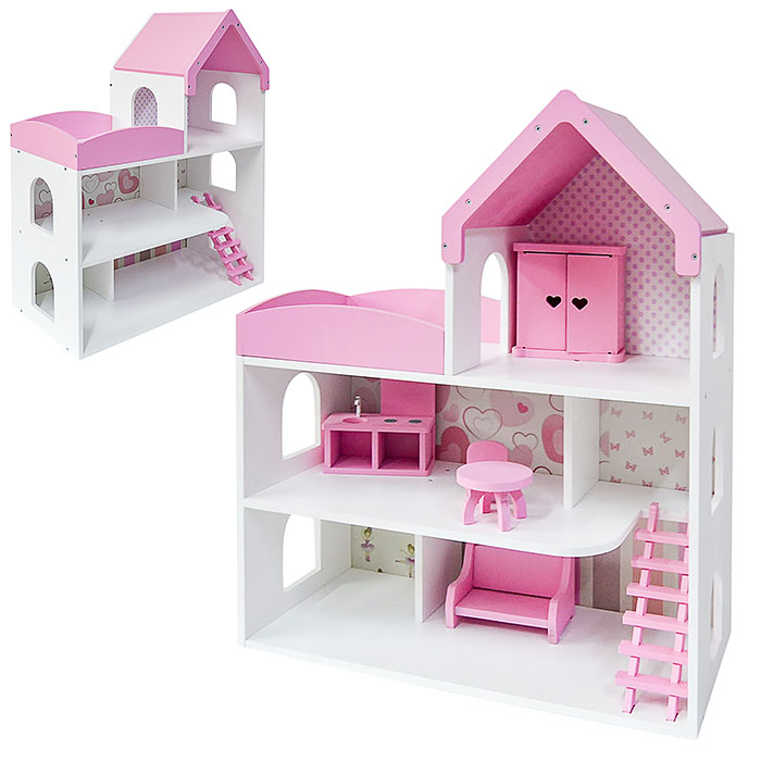 Кукольный дом "Мармелад" с обоями и набором мебели