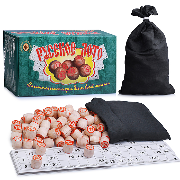Игра Русское лото в зеленой картонной коробке (240*130*80) 
