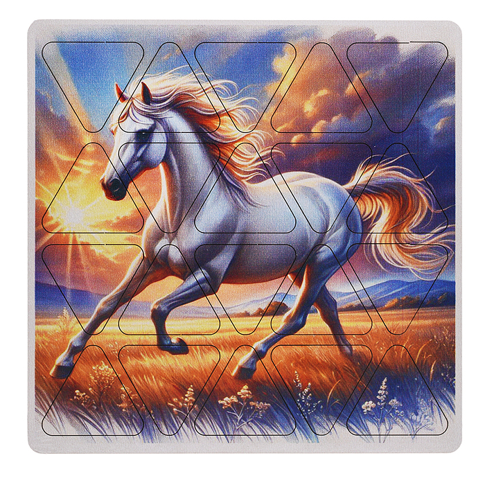 Пазлы малые "Рысак" 20х20см (древесный материал)