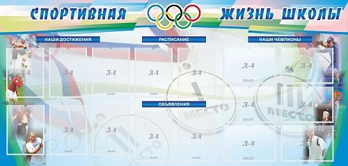 Стенд "Спортивная жизнь" с 16 карманами