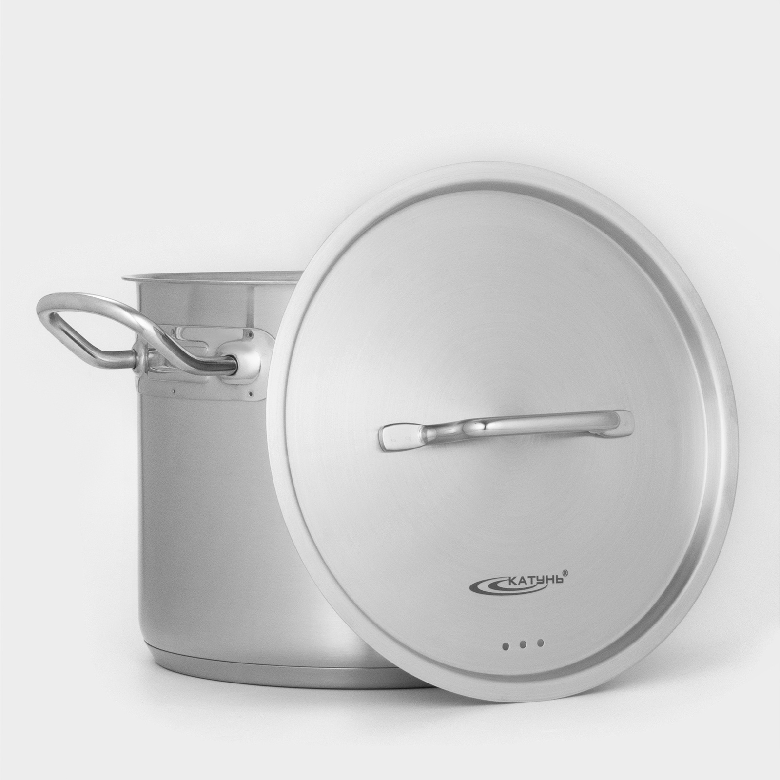 Кастрюля Катунь «Общепит», 5 л, d=20 см, с крышкой, капсульное дно, индукция, нержавеющая сталь, хромированный